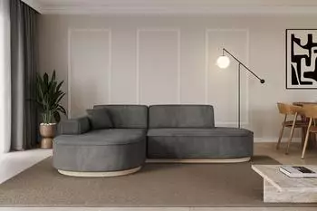 ALTDECOR MARI-L1-v1 Ecksofa L-Form Velours dunkelgrau 243x171cm