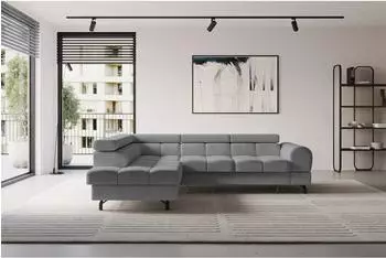 ALTDECOR LUMA-L Ecksofa mit Schlaffunktion, Velours, grau, 272x203x70cm (800001940886)
