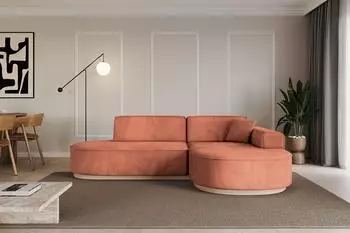ALTDECOR MARI-L1-v1 Ecksofa L-Form Velours koralle (800001931755)
