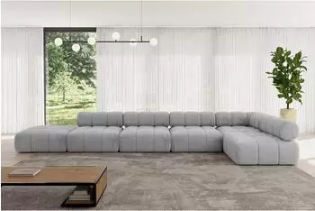 ALTDECOR Favio-L3 Ecksofa L-Form, 7-Sitzer, hellgrau (475x190x70cm)