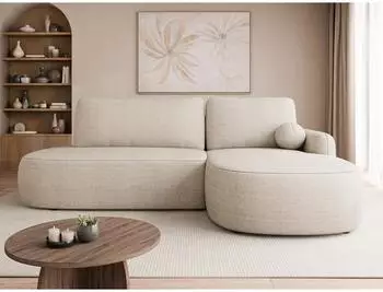 Mirjan24 Loridu O Ecksofa L-Form mit Schlaffunktion & Bettkasten, sandfarben (800001992971)