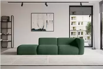 ALTDECOR MIRA-S3 Modulares Sofa mit Ottomane rechts, cord, grün, 296x89x70cm (800002003563)