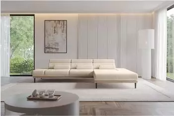 ALTDECOR Mona Ecksofa L-Form mit Elektrofunktion, Cord beige, 316x205cm (800002027202)