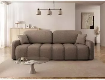 Mirjan24 Carlos Schlafsofa Boucl&eacute;-Bezug mit Bettkasten, braun (800001792996)