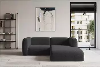 ALTDECOR MIRA-L1 Ecksofa L-Form Velours, schwarz, 227x179x89cm (800002004707)