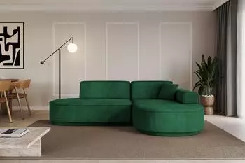 ALTDECOR MARI-L1-v3 Ecksofa L-Form Velours dunkelgrün 243x171cm (MARI-L1-v3)