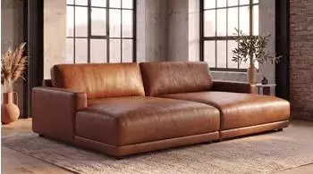 Kawola MARLIN Big-Sofa Lederfaserstoff cognac 262x80x168cm (800002047862)