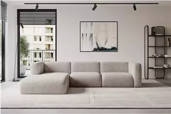 ALTDECOR MIRA-L2 Ecksofa L-Form, Velours, hellgrau, 318x179x89cm (800002004428)
