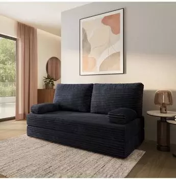 Masseno SILAR Schlafsofa Kordstoff schwarz (TILIA 100)