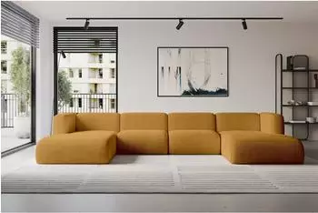 ALTDECOR MIRA-U2 Wohnlandschaft U-Form 5-Sitzer, senfgelb, 408x179x70cm (800002003644)