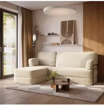 Masseno SABI Ecksofa mit Schlaffunktion, Boucl&eacute;-Stoff, creme (800001994079)