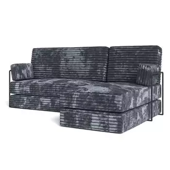 Masseno NOTIA Ecksofa modular mit Schlaffunktion, grau Kordstoff, L-Form (800001993930)