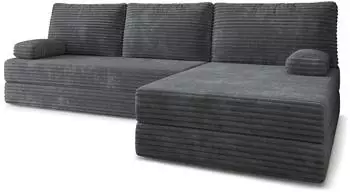 Masseno Anko modulares Ecksofa mit Schlaffunktion, Kordstoff, dunkelgrau, 270x160cm (800001994044)