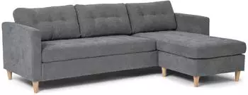 ebuy24 Marino Ecksofa mit Chaiselongue, wendbar, samt, grau (12-43944)