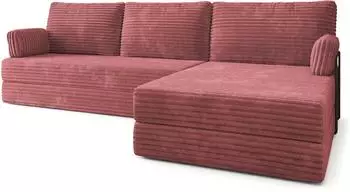 Masseno ANKO Ecksofa modular mit Schlaffunktion, rosa Kordstoff, L-Form 270x160cm (TILIA 62)