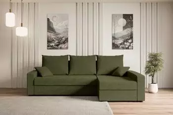ALTDECOR Alesia-L Ecksofa mit Schlaffunktion & Bettkasten, Boucl&eacute;, gr&uuml;n, L-Form, 231x140x90cm (800001931865)