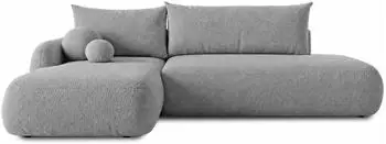 Sofnet Neto Ecksofa L-Form mit Schlaffunktion & Bettkasten, Boucl&eacute;, grau (300x187cm)