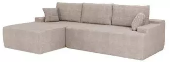 Juskys Coredo Ecksofa mit Ottomane links Cord Taupe