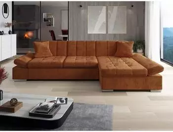 Mirjan24 Montana Ecksofa L-Form, Textil, dunkelorange