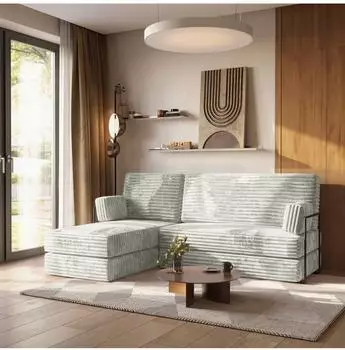 Masseno NOTIA Ecksofa mit Schlaffunktion, hellgrau, L-Form 200x120cm (800001993920)