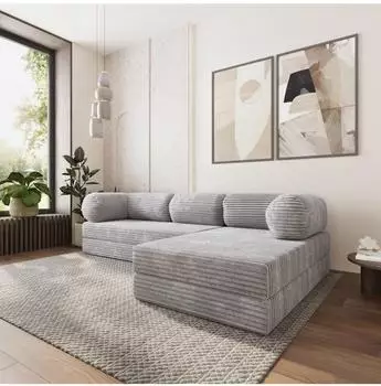 Masseno ETERA Ecksofa modular mit Schlaffunktion Kordstoff