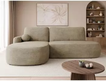 Mirjan24 Loridu O Ecksofa L-Form mit Schlaffunktion & Bettkasten, Chenille, taupe (800001992965)