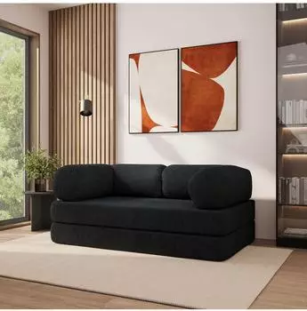 Masseno EIREN Schlafsofa Schaumstoff Boucl&eacute;-Stoff schwarz (800001993805)