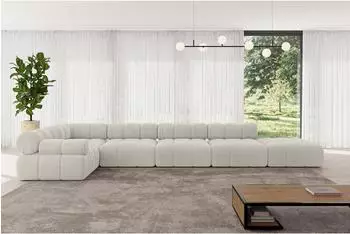 ALTDECOR Felto-L3 Ecksofa L-Form 7-Sitzer, Cord, creme, 475x190cm (800001554934)