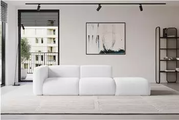 ALTDECOR MIRA-S3 modulares Ecksofa Boucl&eacute; wei&szlig;, 296x89x70cm (800002004119)
