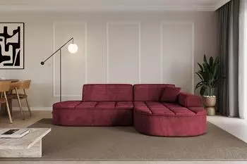 ALTDECOR TARO-L1 Ecksofa L-Form, bordeauxrot, Velours (800001936177)