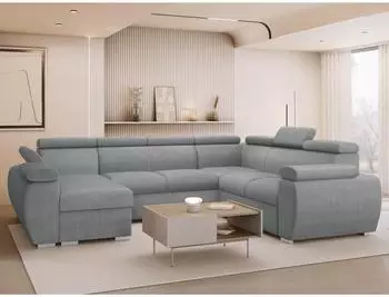 Mirjan24 Boston U Wohnlandschaft U-Form dunkelgrau Textil, Ottomane links (800001546876)