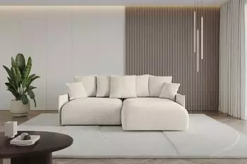 ALTDECOR ONESK-L-v1 Ecksofa mit Schlaffunktion, Velours, beige, 216x177cm (800001936316)