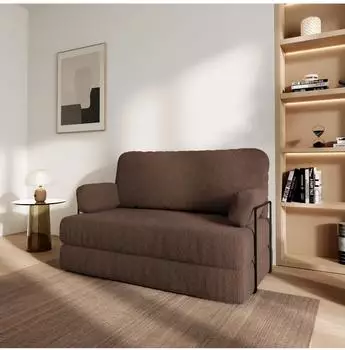 Masseno KESTE Schlafsofa Schaumstoff Boucl&eacute;-Stoff braun