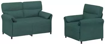 vidaXL Sofa-Set 2-teilig, dunkelgr&uuml;n, Stoff (3424848)
