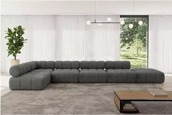 ALTDECOR Favio-L3 Ecksofa L-Form 7-Sitzer Velours dunkelgrau 475x190cm (800001348807)