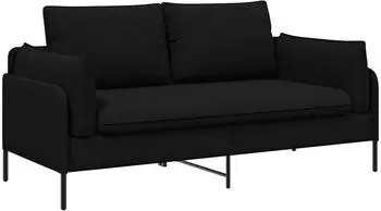vidaXL 2-Sitzer Sofa schwarz, Stoff, 188x81x89cm