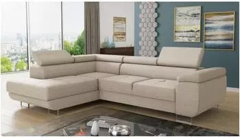 Sofnet Caris Ecksofa Cord, Schlaffunktion, Bettkasten, Ottomane links, 273x203cm