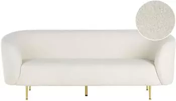 Beliani Loen 3-Sitzer Sofa, Boucl&eacute;, wei&szlig;