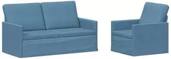 vidaXL Sofa-Set 2-teilig, Cordstoff, blau