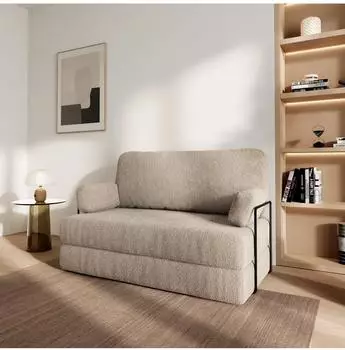Masseno KESTE Schlafsofa Schaumstoff Boucl&eacute;-Stoff beige (QUELLE 05)