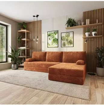 Masseno ANKO modulares Ecksofa mit Schlaffunktion, Kordstoff braun (800001994019)