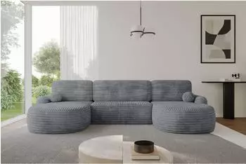 ALTDECOR Lira-U Wohnlandschaft U-Form mit Schlaffunktion & Bettkasten, dunkelgrau, 335x172x89cm (800001616828)