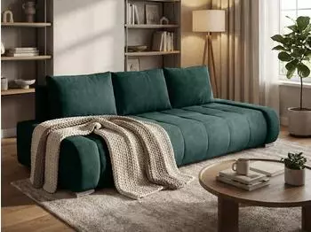 Beautysofa Schlafsofa Draco 3-Sitzer mit Bettkasten Gr&uuml;n