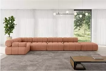 ALTDECOR Felto-L3 Ecksofa L-Form Velours apricot 475x190x70cm (800001554926)
