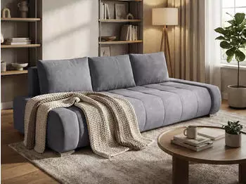 Beautysofa Schlafsofa Draco 3-Sitzer mit Bettkasten Grau