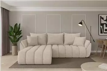 ALTDECOR TOKO-L-v1 Ecksofa mit Schlaffunktion, Velours, beige, 277x194cm (800002085952)