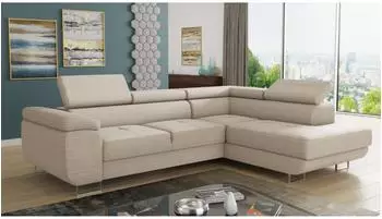 Sofnet Caris Ecksofa Cord mit Schlaffunktion, Bettkasten & Kopfst&uuml;tzen, 273x203cm