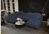 Fun Möbel Bastien Schlafsofa Wohnlandschaft, Stoff Terra blau, Ottomane rechts