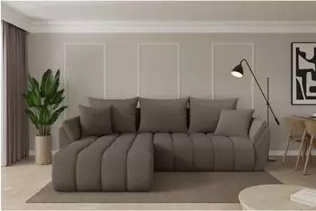 ALTDECOR TOKO-L-v1 Ecksofa mit Schlaffunktion, Boucl&eacute;, braun, 277x194x86cm (800002086012)