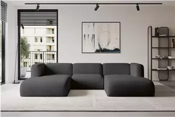 ALTDECOR Mira-U1 Wohnlandschaft U-Form Velours schwarz 317x179x70cm (800002004116)